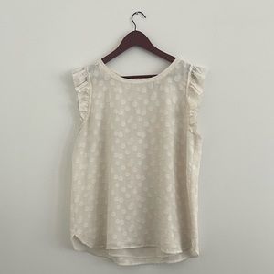 Loft Ruffle Detail Sleeveless Top, L, Cream